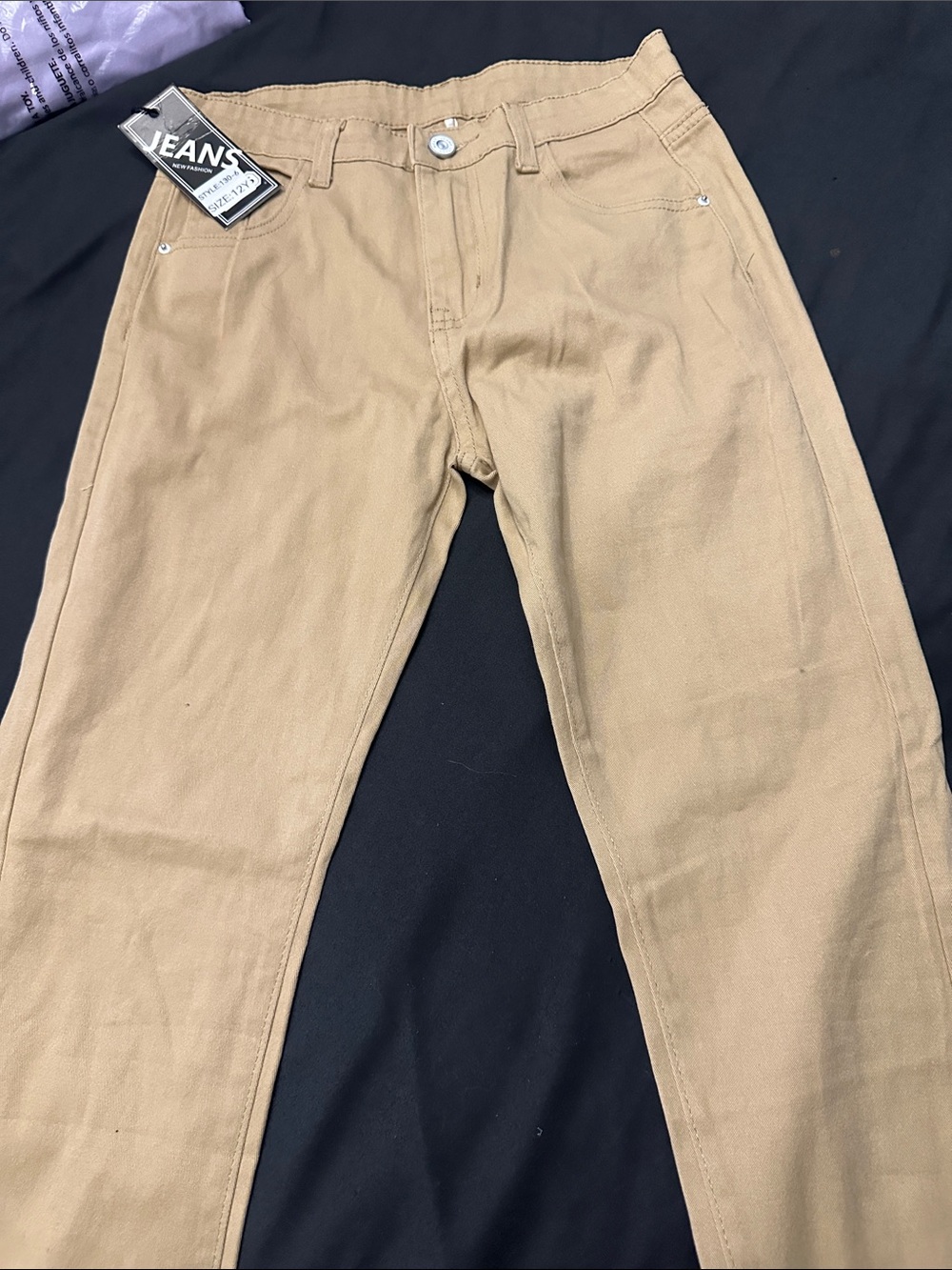 Kids Tan Straight-Leg Jeans